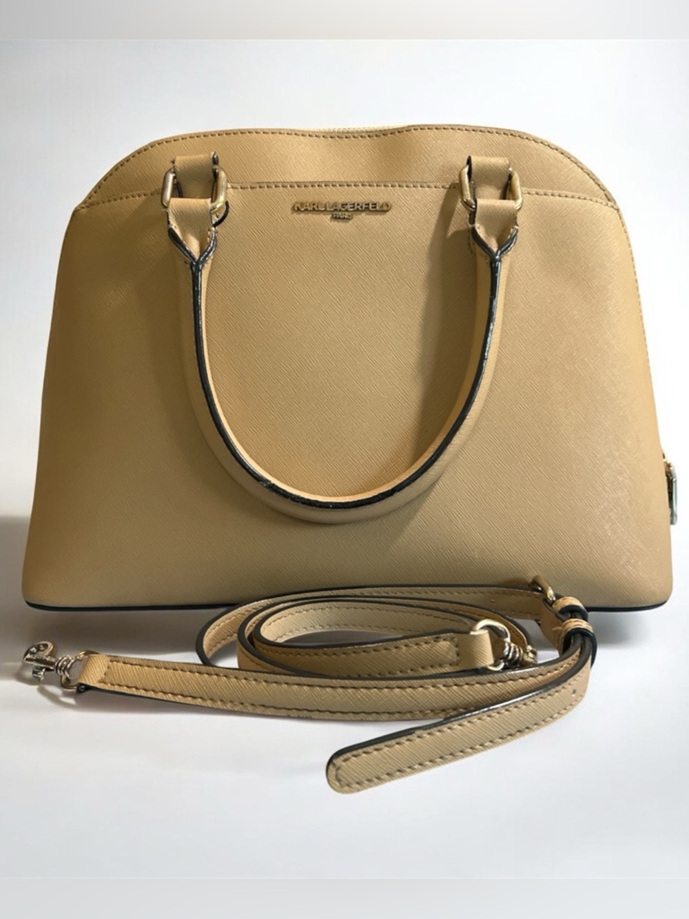 Karl Lagerfeld Paris Shell Dome Satchel Handbag with Removable Crossbody Strap